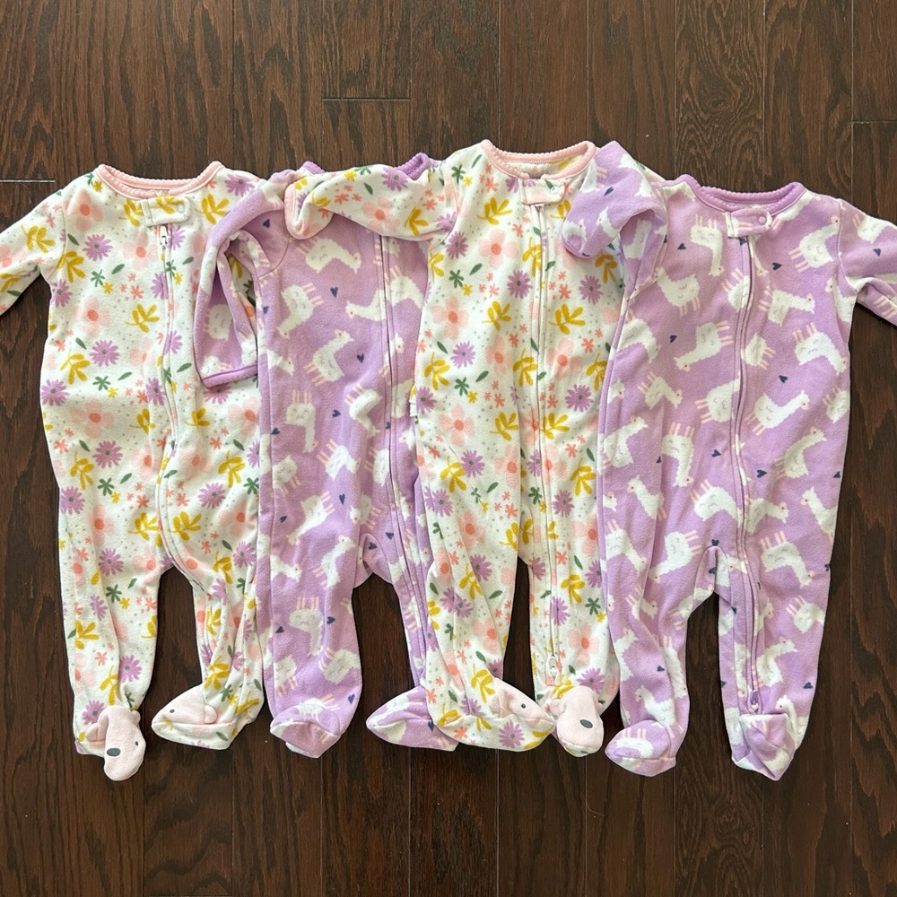Carter's Purple and Floral Fleece Footie Pajamas